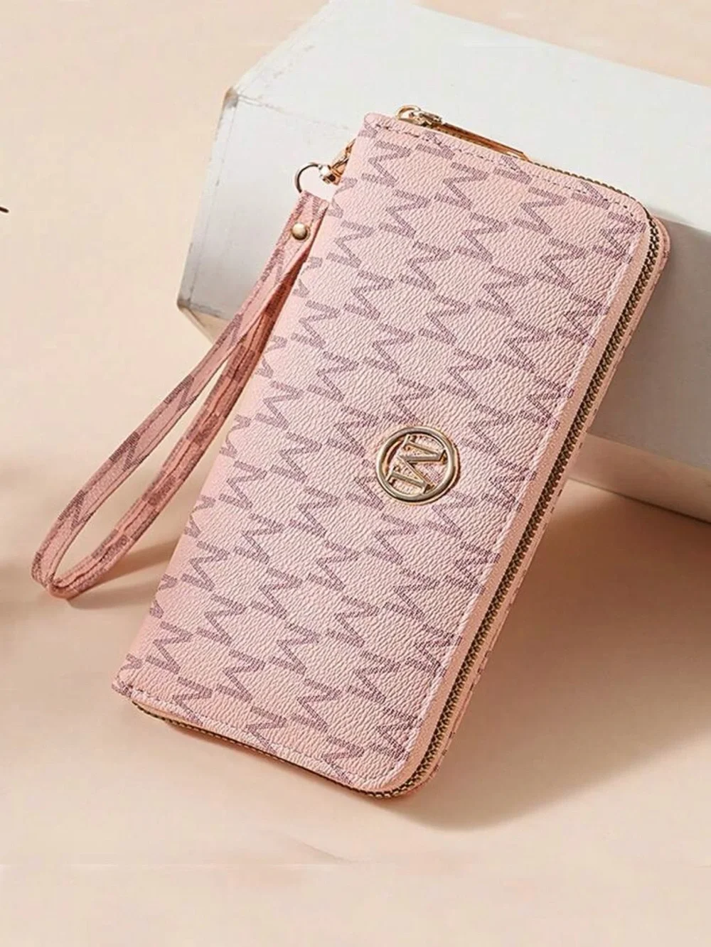 Pink Zip-Around Wristlet Wallet